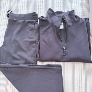 Charcoal Zip-Up Sweatshirt and Pants Set